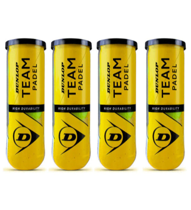 4 X Dunlop Team Padel Tubes (3 Ball Tube)