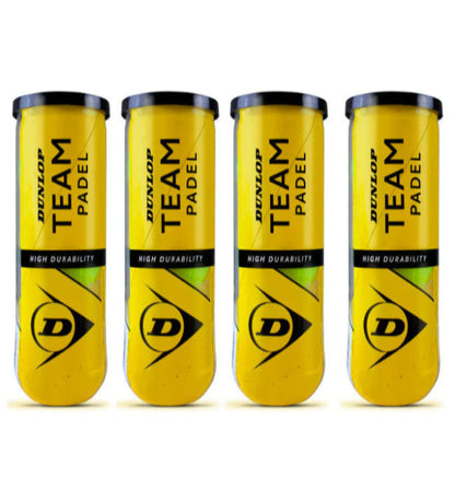 4 X Dunlop Team Padel Tubes (3 Ball Tube)
