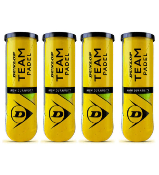 4 X Dunlop Team Padel Tubes (3 Ball Tube)