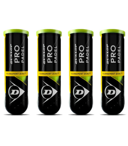 4 X Dunlop Pro Padel Balls (3 Ball Tube)